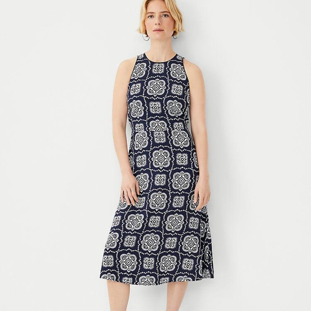 Ann Taylor Tile Midi Dress New